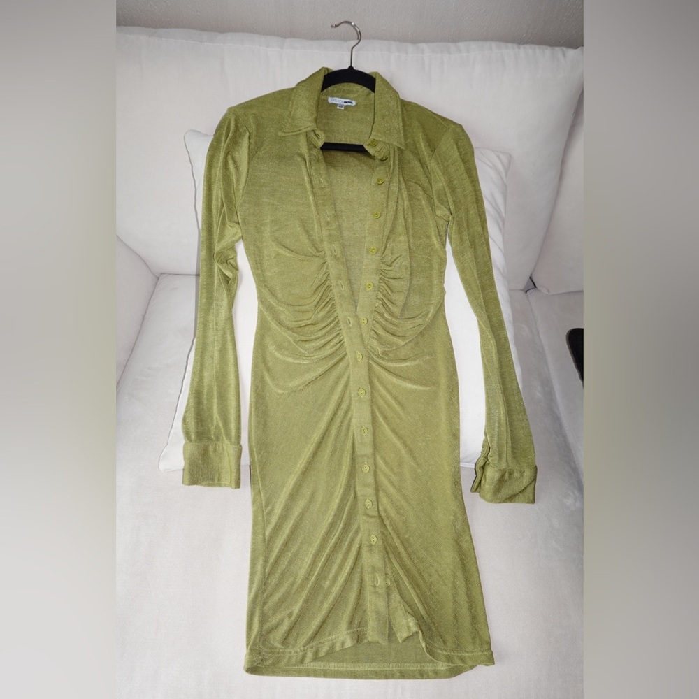 Fashion Nova Olive Long Sleeve Dress